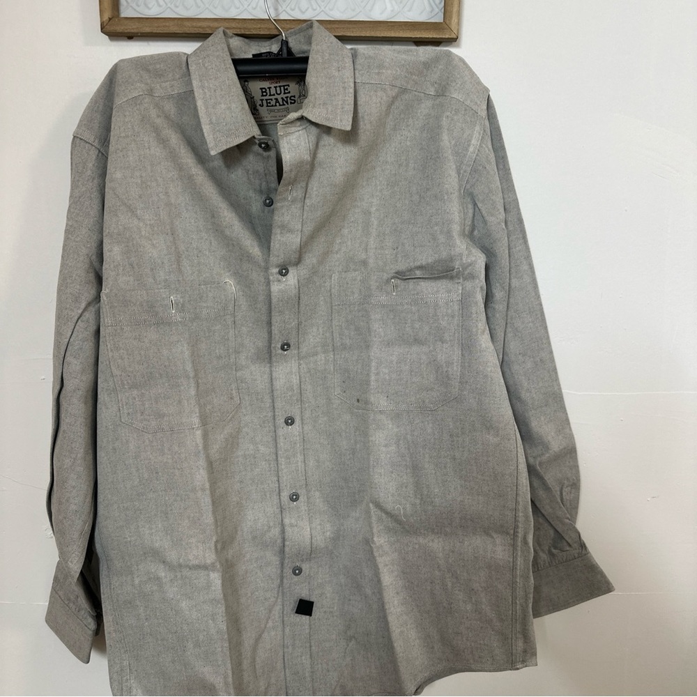 Calvin Klein Jeans Long Sleeve Button Up Medium Denim 100% Cotton
